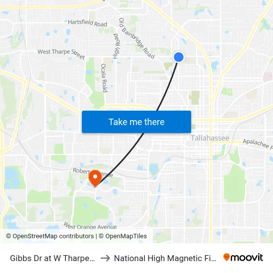 Gibbs Dr at W Tharpe St Nb to National High Magnetic Field Lab map