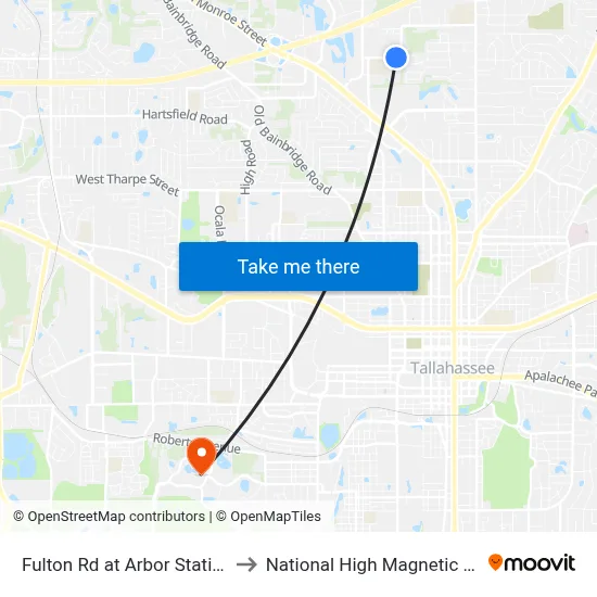 Fulton Rd at Arbor Station Ln Eb to National High Magnetic Field Lab map