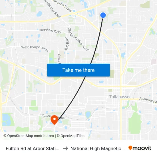 Fulton Rd at Arbor Station Ln Wb to National High Magnetic Field Lab map