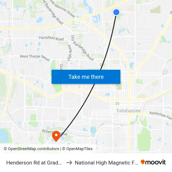 Henderson Rd at Grady Rd Wb to National High Magnetic Field Lab map