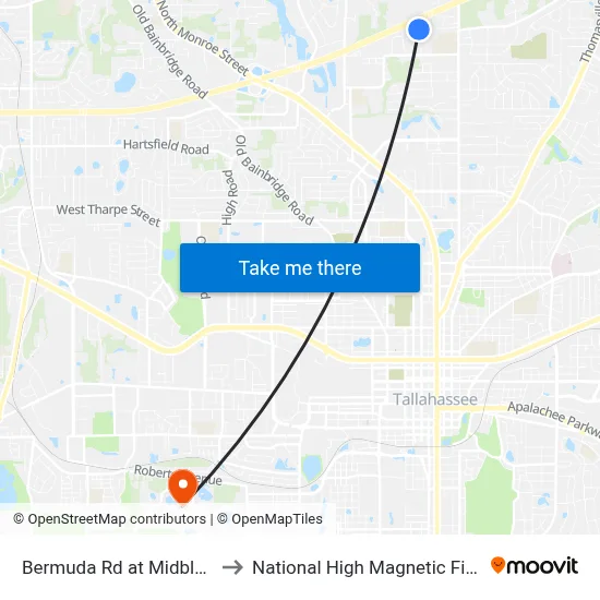 Bermuda Rd at Midblock Eb to National High Magnetic Field Lab map