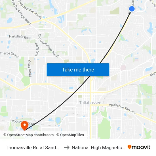 Thomasville Rd at Sandhurst Dr Sb to National High Magnetic Field Lab map