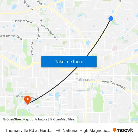 Thomasville Rd at Gardenia Dr Sb to National High Magnetic Field Lab map