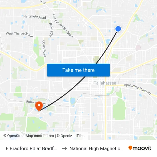 E Bradford Rd at Bradford Ct Eb to National High Magnetic Field Lab map