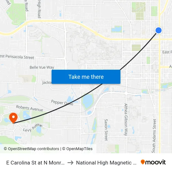 E Carolina St at N Monroe St Eb to National High Magnetic Field Lab map