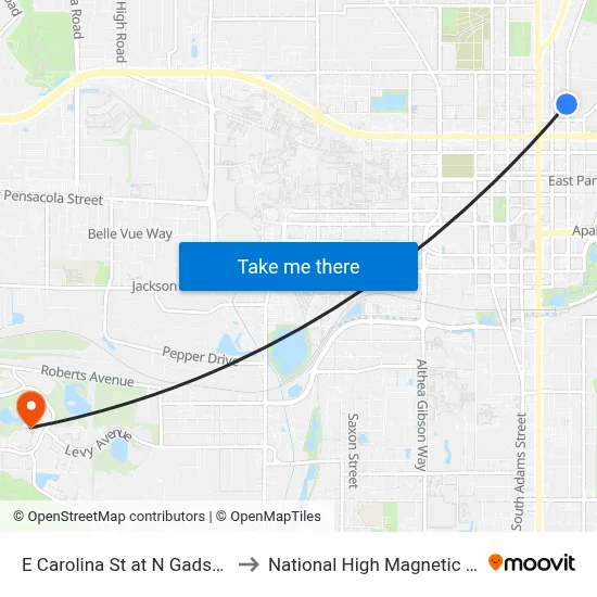 E Carolina St at N Gadsden St Eb to National High Magnetic Field Lab map