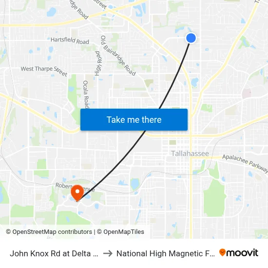 John Knox Rd at Delta Blvd Eb to National High Magnetic Field Lab map