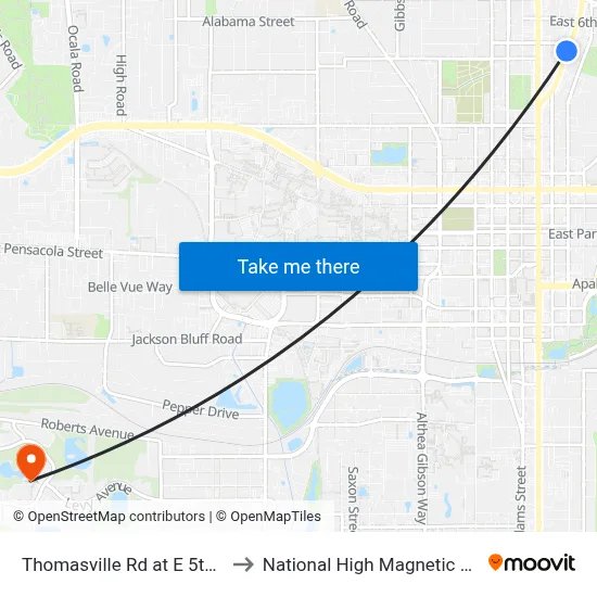 Thomasville Rd at E 5th Ave Sb to National High Magnetic Field Lab map