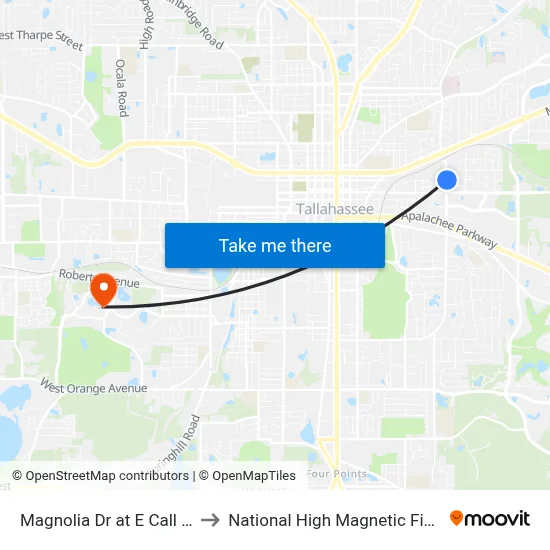 Magnolia Dr at E Call St Nb to National High Magnetic Field Lab map