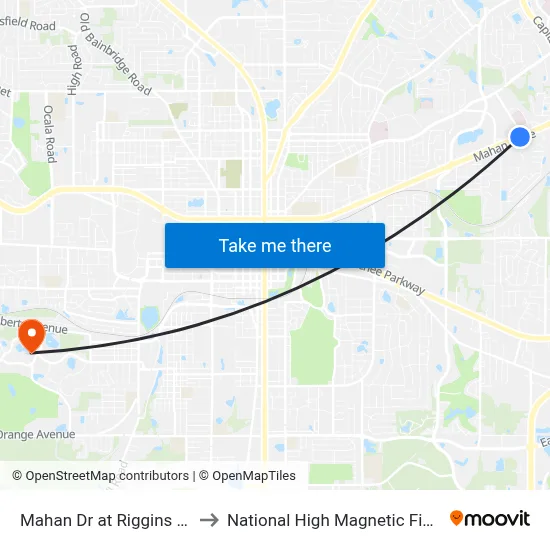 Mahan Dr at Riggins Rd Eb to National High Magnetic Field Lab map