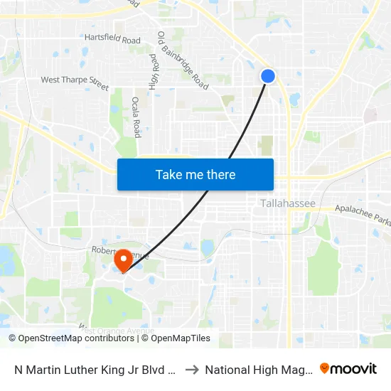 N Martin Luther King Jr Blvd at Northwood Blvd Sb to National High Magnetic Field Lab map