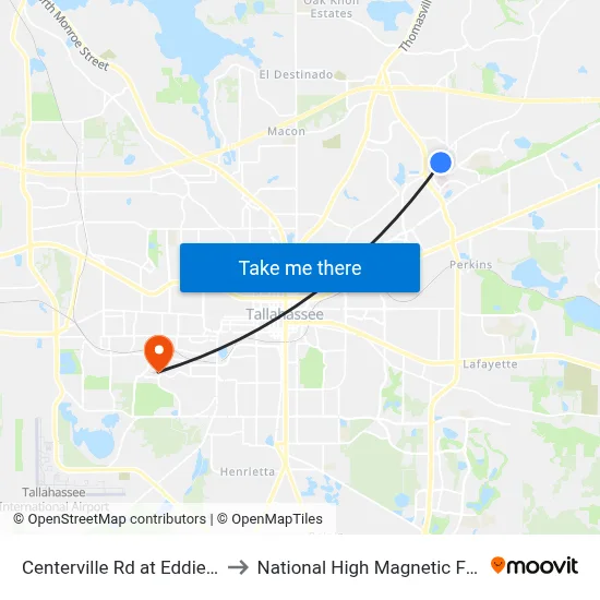 Centerville Rd at Eddie Rd Nb to National High Magnetic Field Lab map