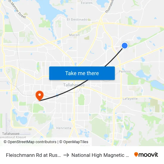 Fleischmann Rd at Rush Ln Eb to National High Magnetic Field Lab map
