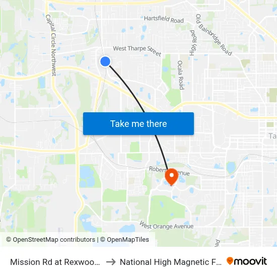 Mission Rd at Rexwood Dr Nb to National High Magnetic Field Lab map