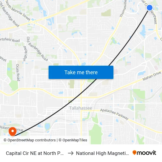 Capital Cir NE at North Point Blvd Nb to National High Magnetic Field Lab map