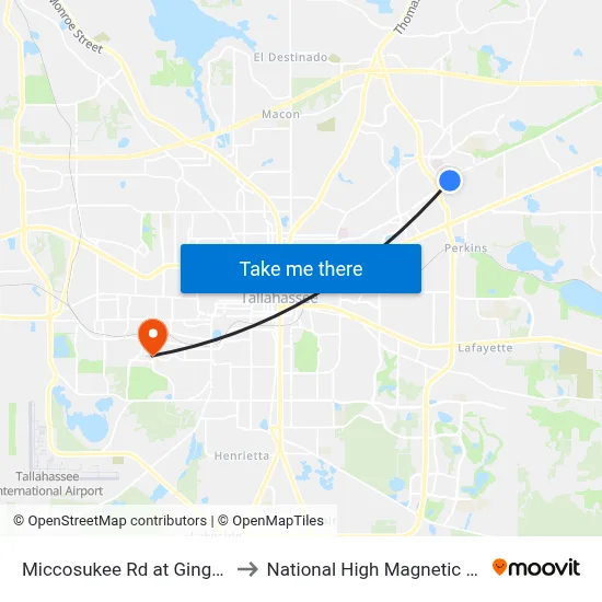 Miccosukee Rd at Ginger Dr Wb to National High Magnetic Field Lab map