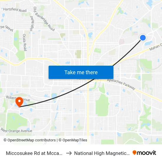 Miccosukee Rd at Mccauley Rd Eb to National High Magnetic Field Lab map