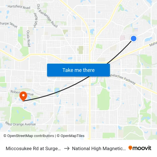 Miccosukee Rd at Surgeons Dr Wb to National High Magnetic Field Lab map