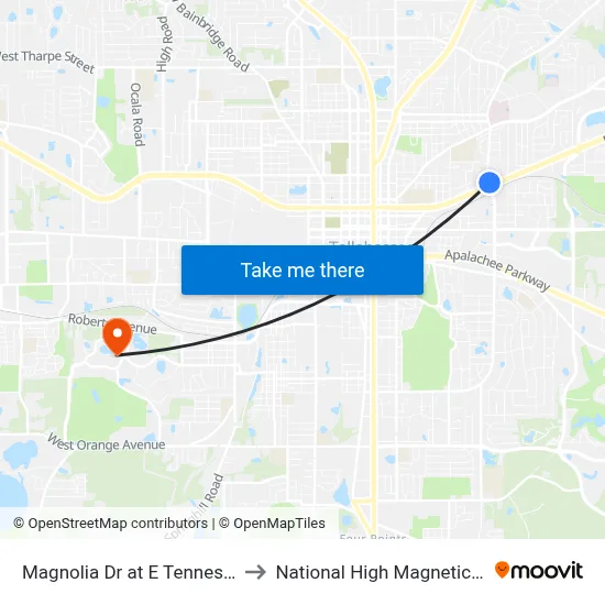 Magnolia Dr at E Tennessee St Nb to National High Magnetic Field Lab map