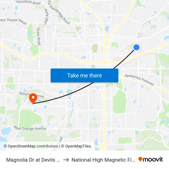 Magnolia Dr at Devils Dip Sb to National High Magnetic Field Lab map