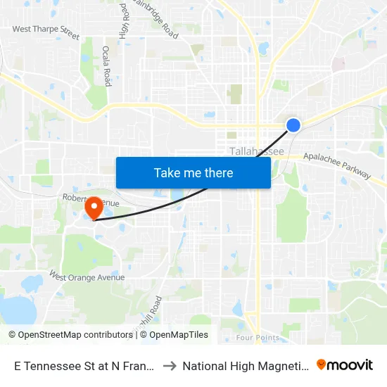 E Tennessee St at N Franklin Blvd Wb to National High Magnetic Field Lab map
