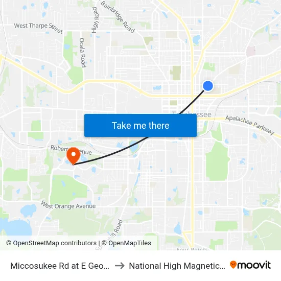 Miccosukee Rd at E Georgia St Wb to National High Magnetic Field Lab map