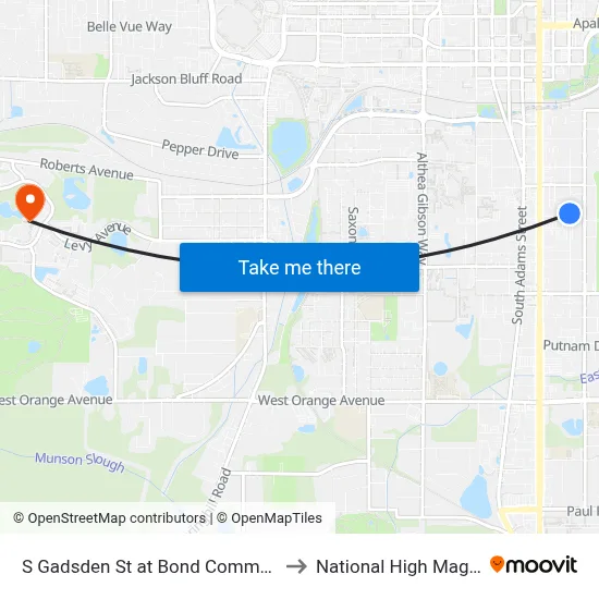 S Gadsden St at Bond Community Health Center Sb to National High Magnetic Field Lab map