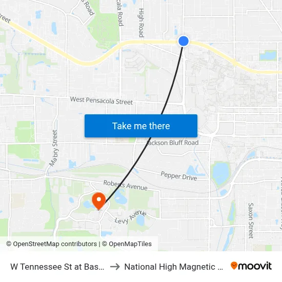 W Tennessee St at Basin St Wb to National High Magnetic Field Lab map