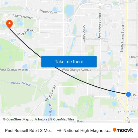 Paul Russell Rd at S Monroe St Wb to National High Magnetic Field Lab map