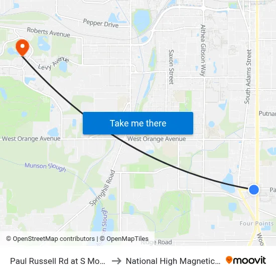 Paul Russell Rd at S Monroe St Eb to National High Magnetic Field Lab map