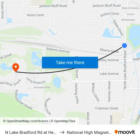 N Lake Bradford Rd at Hernando Dr Sb to National High Magnetic Field Lab map