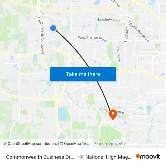 Commonwealth Business Dr at Hartsfield Rd Sb to National High Magnetic Field Lab map