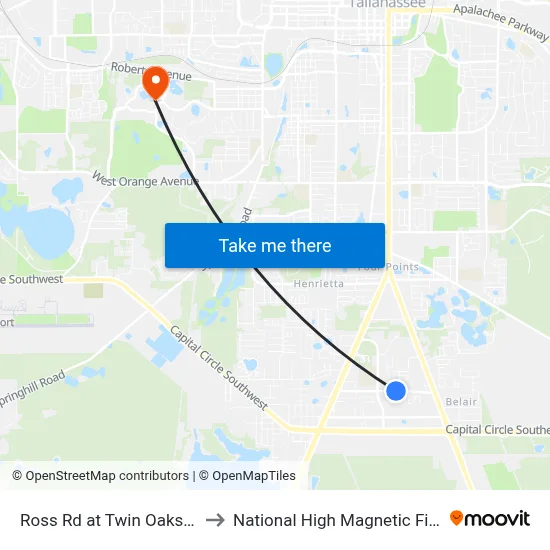 Ross Rd at Twin Oaks Dr Wb to National High Magnetic Field Lab map