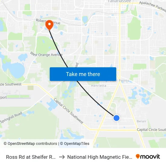 Ross Rd at Shelfer Rd Wb to National High Magnetic Field Lab map
