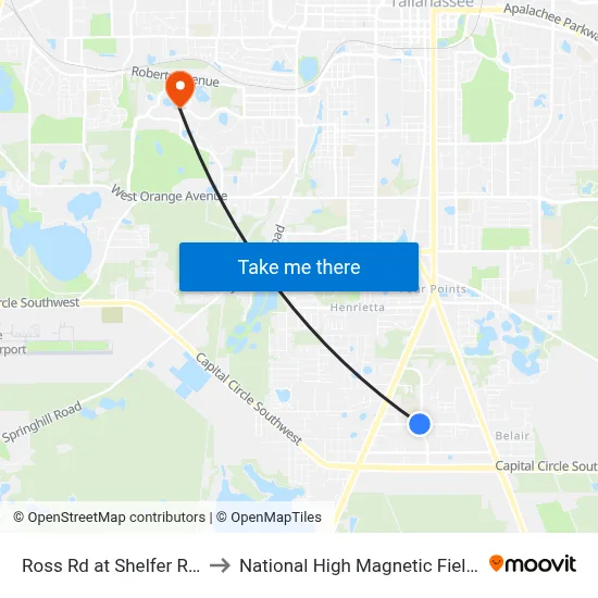 Ross Rd at Shelfer Rd Eb to National High Magnetic Field Lab map