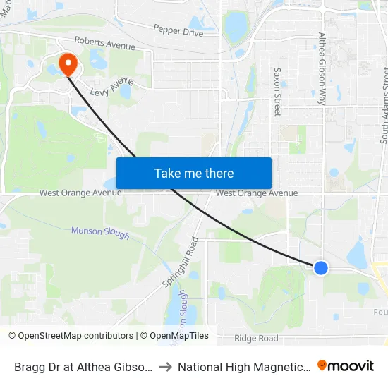 Bragg Dr at Althea Gibson Way Wb to National High Magnetic Field Lab map