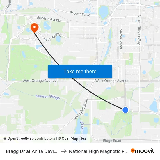 Bragg Dr at Anita Davis Pl Wb to National High Magnetic Field Lab map