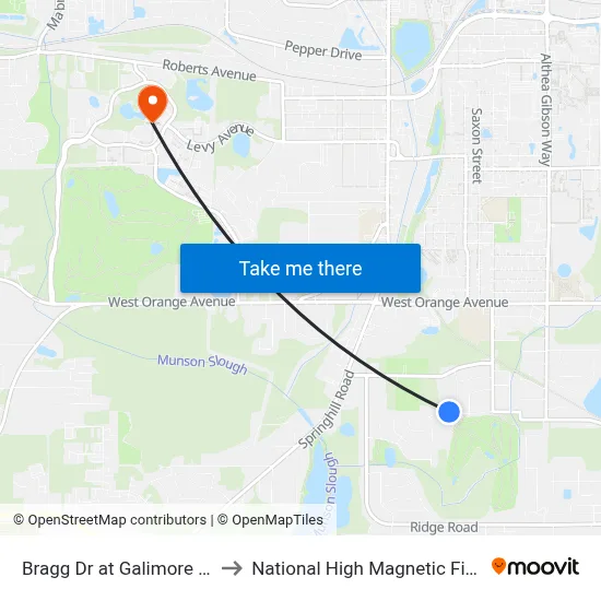 Bragg Dr at Galimore Dr Wb to National High Magnetic Field Lab map