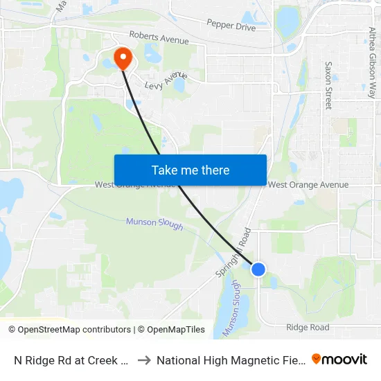 N Ridge Rd at Creek Rd Sb to National High Magnetic Field Lab map