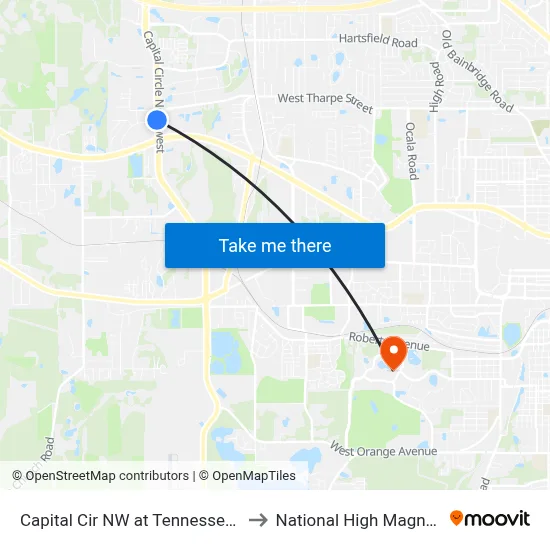 Capital Cir NW at Tennessee Capital Blvd Sb to National High Magnetic Field Lab map