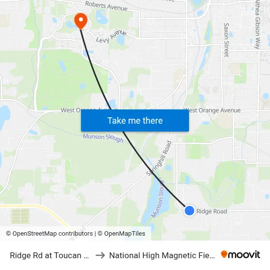 Ridge Rd at Toucan Dr Eb to National High Magnetic Field Lab map