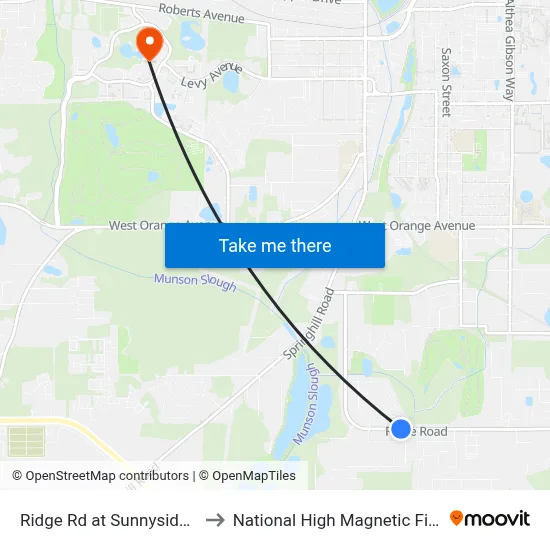 Ridge Rd at Sunnyside Dr Eb to National High Magnetic Field Lab map