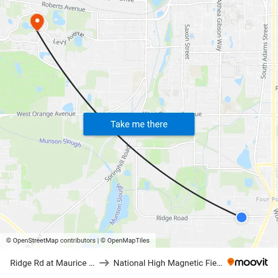 Ridge Rd at Maurice St Eb to National High Magnetic Field Lab map
