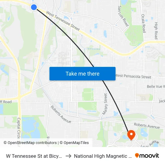 W Tennessee St at Bicycle Rd Eb to National High Magnetic Field Lab map