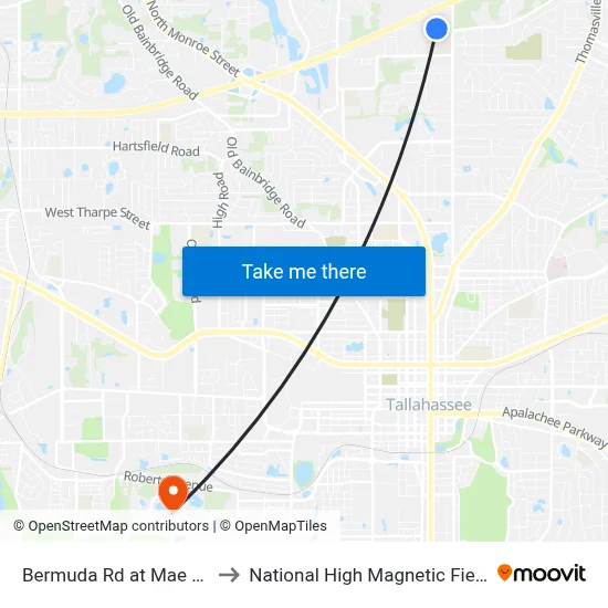 Bermuda Rd at Mae Rd Eb to National High Magnetic Field Lab map
