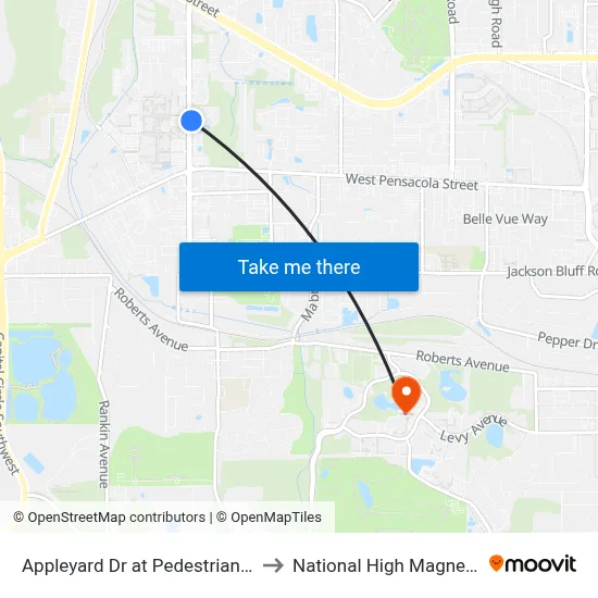 Appleyard Dr at Pedestrian Crosswalk Nb to National High Magnetic Field Lab map