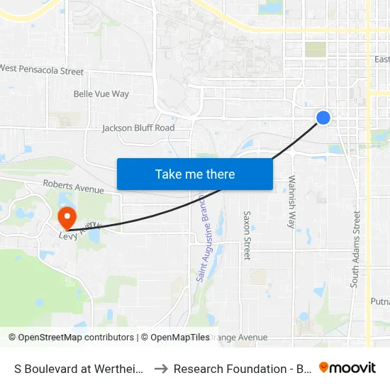 S Boulevard at Wertheim Center to Research Foundation - Building A map