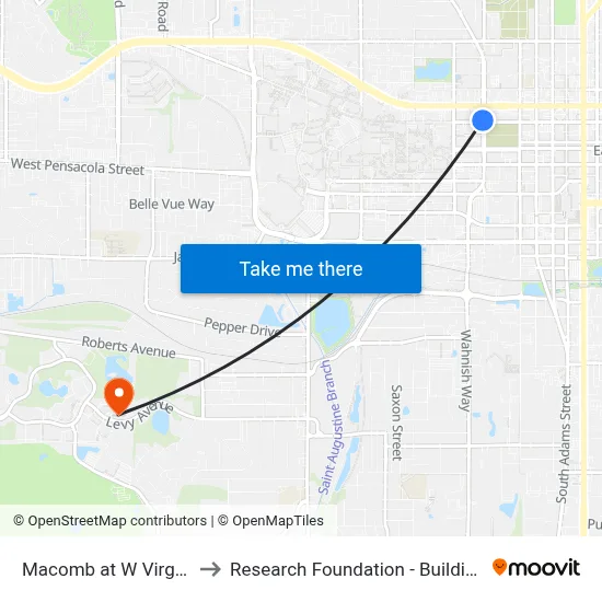 Macomb at W Virginia to Research Foundation - Building A map