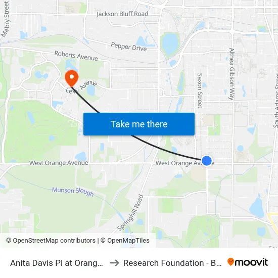 Anita Davis Pl at Orange Ave Sb to Research Foundation - Building A map