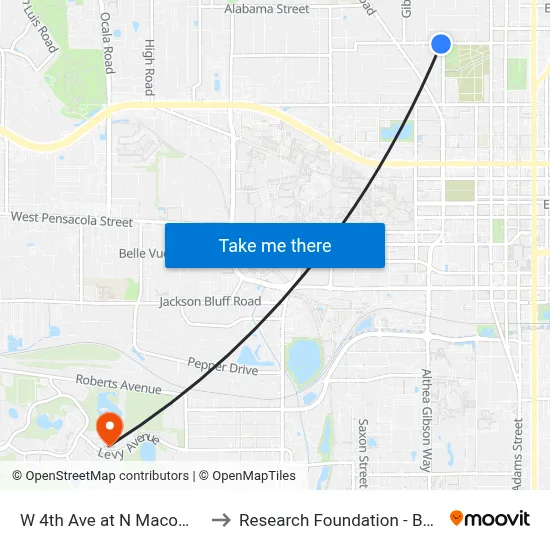 W 4th Ave at N Macomb St Eb to Research Foundation - Building A map
